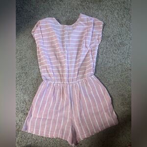 Pink and white striped romper